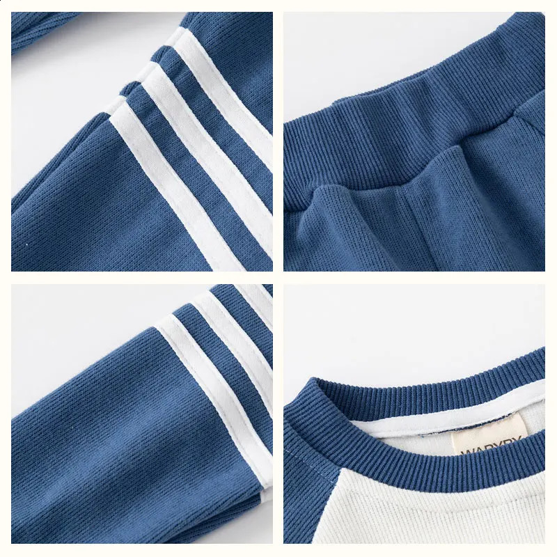 Spring Autumn Children Clothes Set Color Patchwork Kids Boys Two-Piece Sets Children Boy Casual Tracksuit Outfits Tops Pants 240131