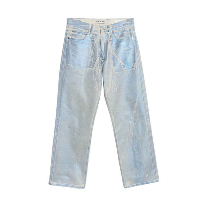 Original Our Legacy Casual Loose Pants Blue Printed Jeans Workwear Pants Denim Casual Loose Fit Straight Leg Washed Pants