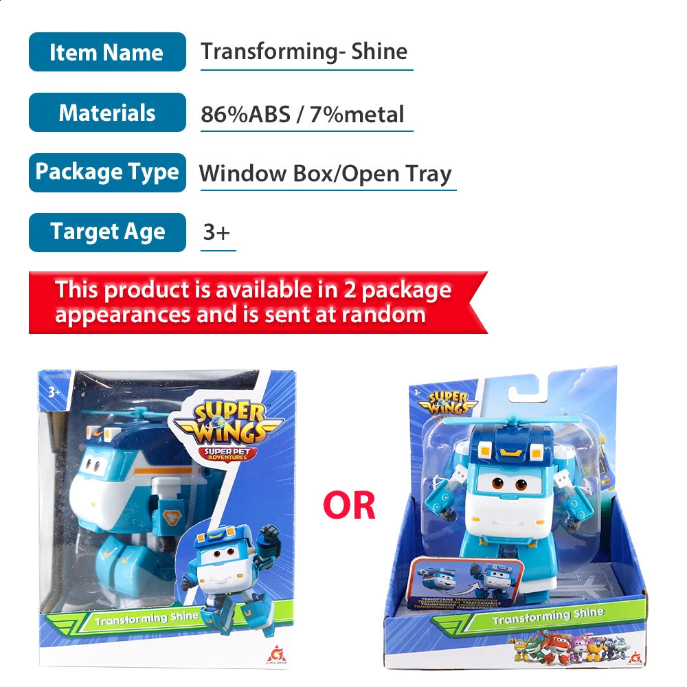 Super Wings 5 Inches Transforming Shine 2 Modes Transforms from copter to Garbage Cart Action Figures Kid Toys Birthday Gift 240119