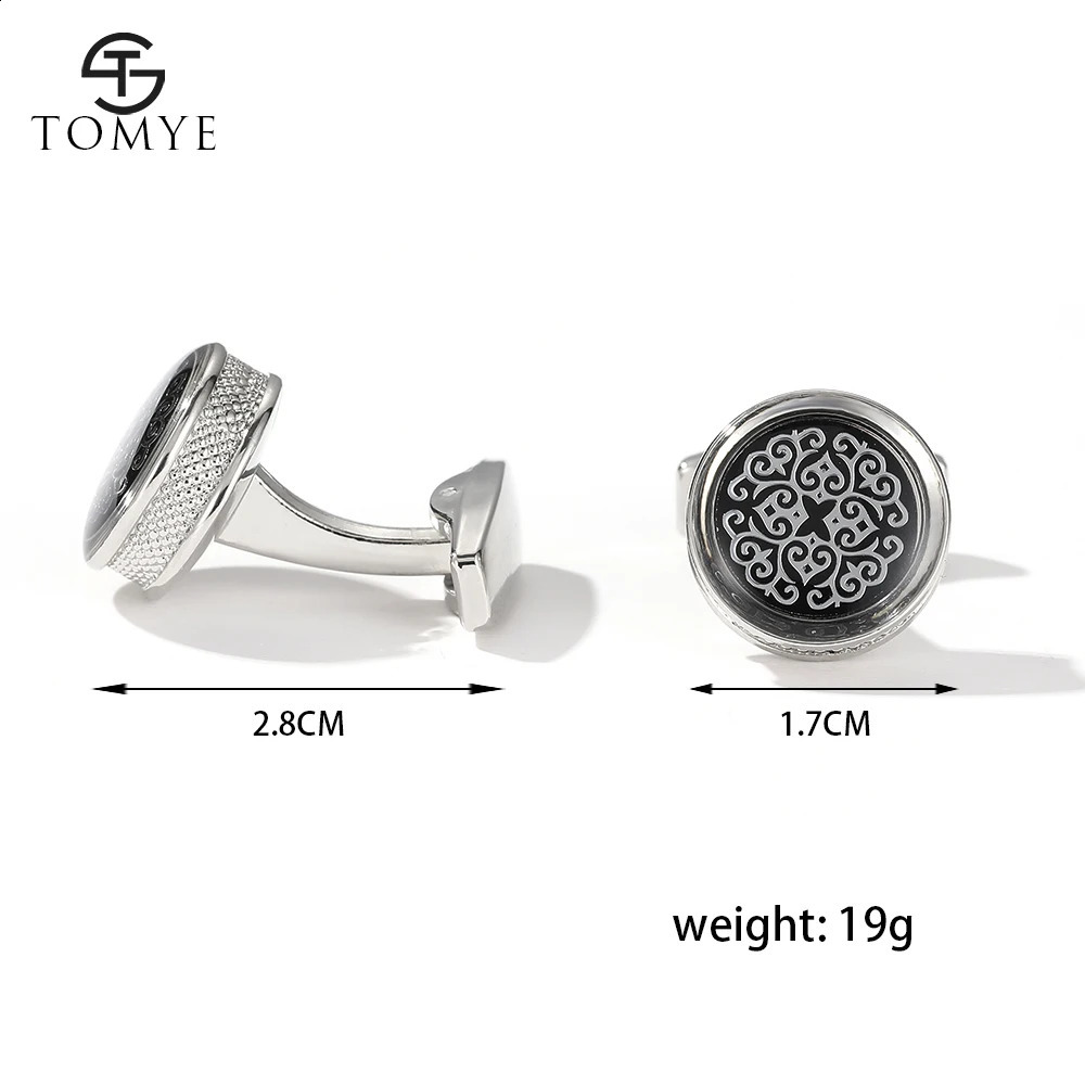 Cufflinks for Men TOMYE XK20S078 High Quality Round Fashion Pattern Buttons Wedding Gifts Casual Business Dress Shirt Cuff Links 240124