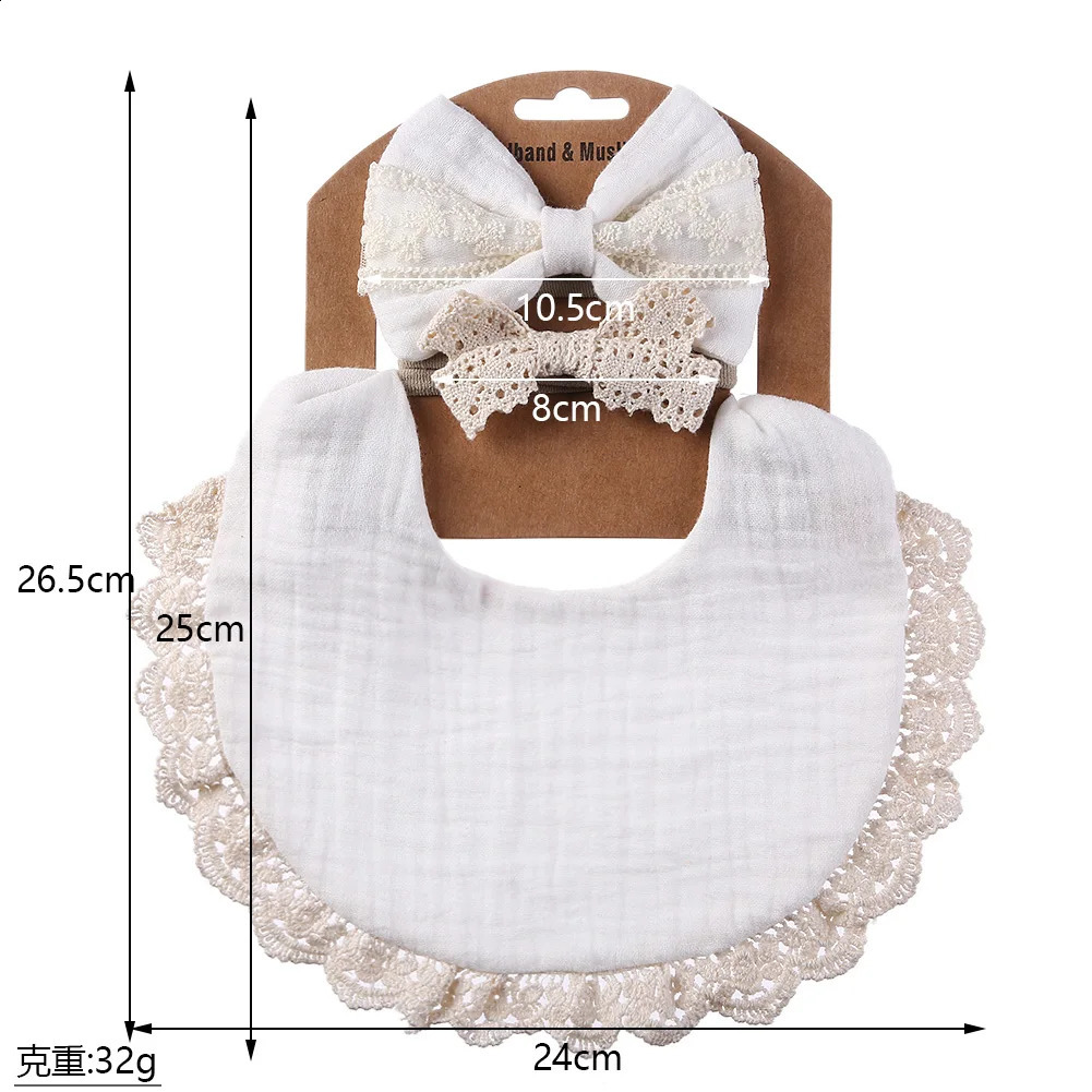 12SetsLot Muslin Cotton Baby Bib for born Boy Girl Solid Lace Button Adjustable Saliva Towel Feeding Food Eating Burp Cloth 240125