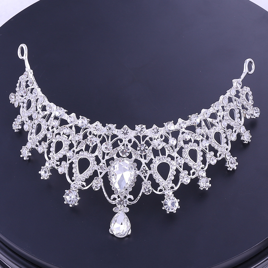 BlingBling Set Crowns Necklace Earrings Alloy Crystal Sequined Bridal Jewelry Accessories Wedding Tiaras Headpieces Hair Bridal Crowns FG010