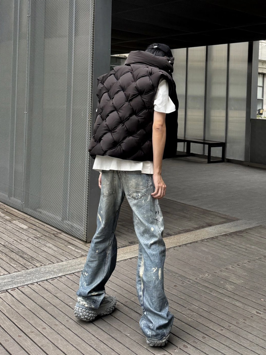 Original Ac Casual Lloose Pants Blue Splashed Ink Distressed Digital Printed Jeans Workwear Pants