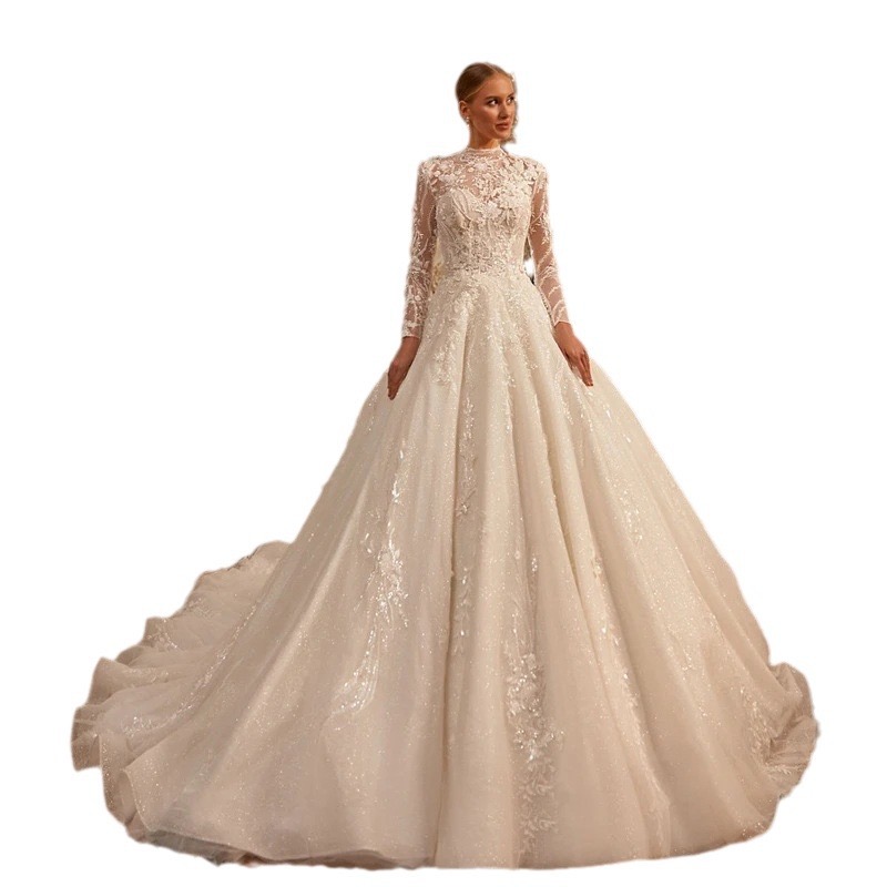 Vintage White Wedding Dress 2024 sexy Lace Embroidery Buttons long Sleeve A e tulle Bridal Gowns Court Train Country Chapel Bride Dresses Vestidos De 