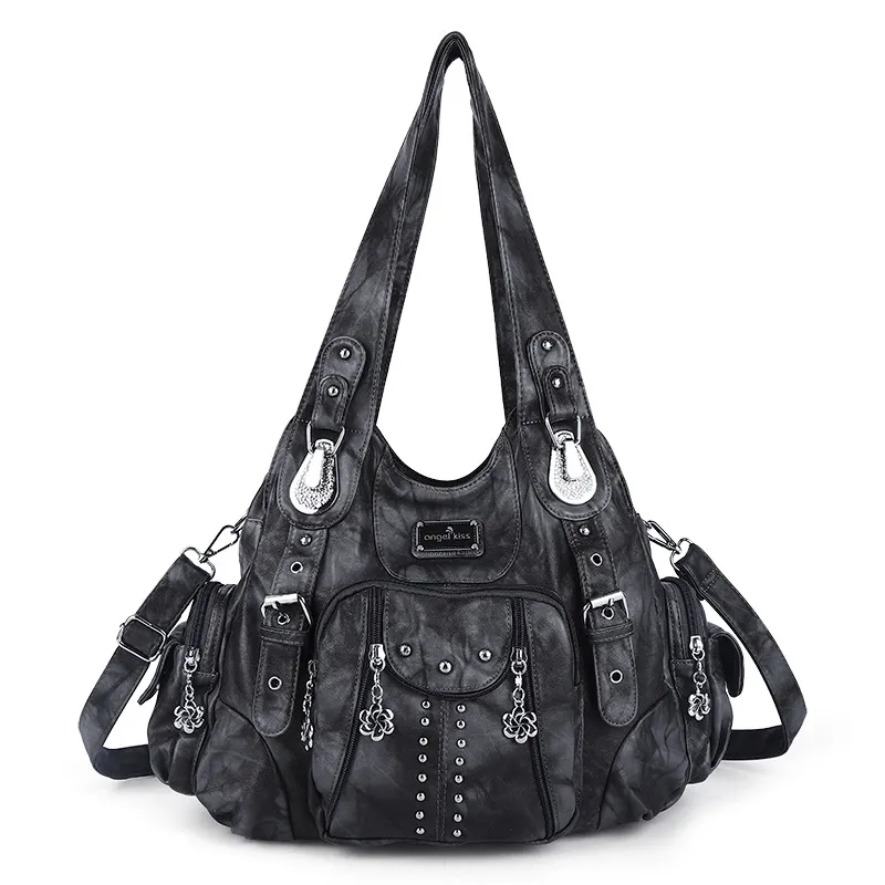 Black hobos Vintage Shoulder Crossbody Bags Genuine Leather Small Women Lady Handbags Chains urious Designer Phone Wallet Cross Body Cover Bag Top tot