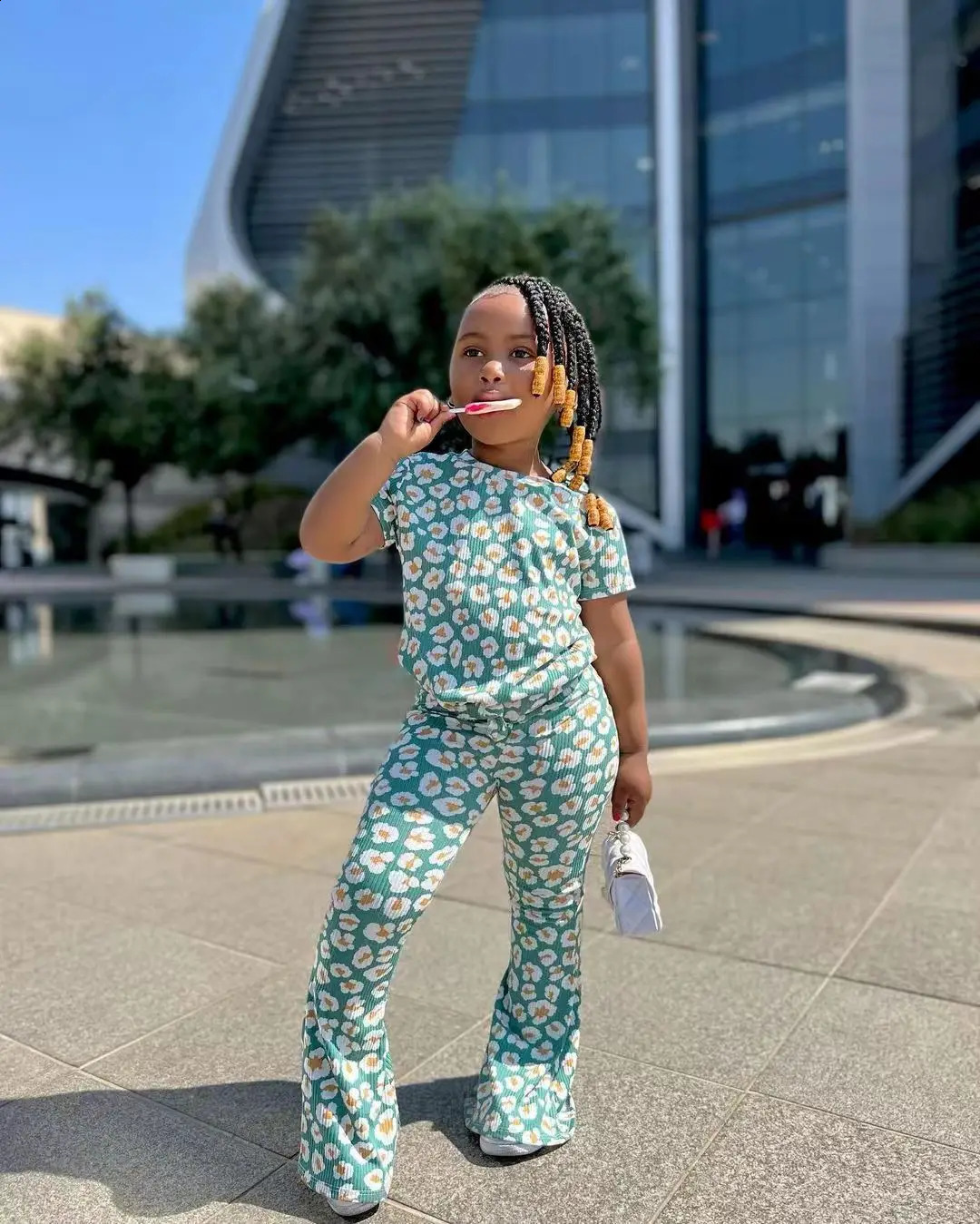 Summer Girls Clothes Sets Kids Sport Clothing For Baby Girl Flare Pants Short Sleeved Children 2 3 4 5 6 7 8 Years 240131