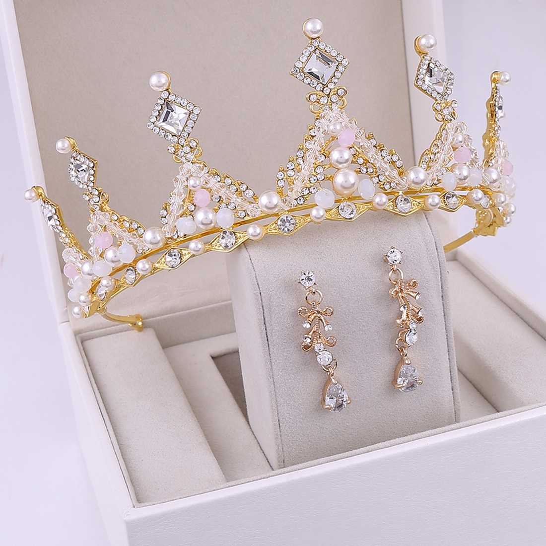 Gold Silver Crown Sparkling Shine Wedding Hair Accessories Rehinestones Pearls Bridal Crowns Bridal Hair Accessories for Women for African Black Women