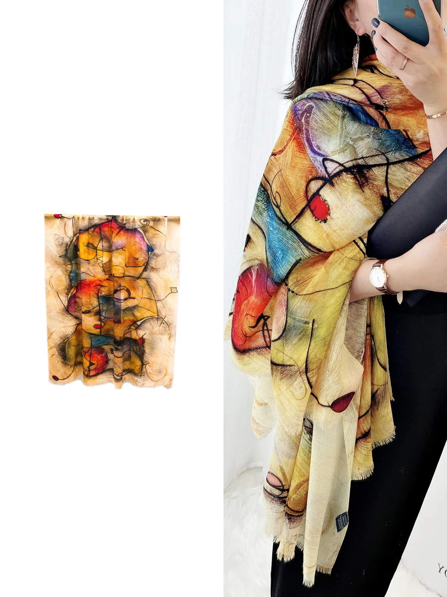 Pure Pashmina Cashmere Giant Shawl Tassel Scarfs For Women Winter Keep Warm Long Cashmere cape 200 100 Foulard Hiver Femme Cachemire Orange
