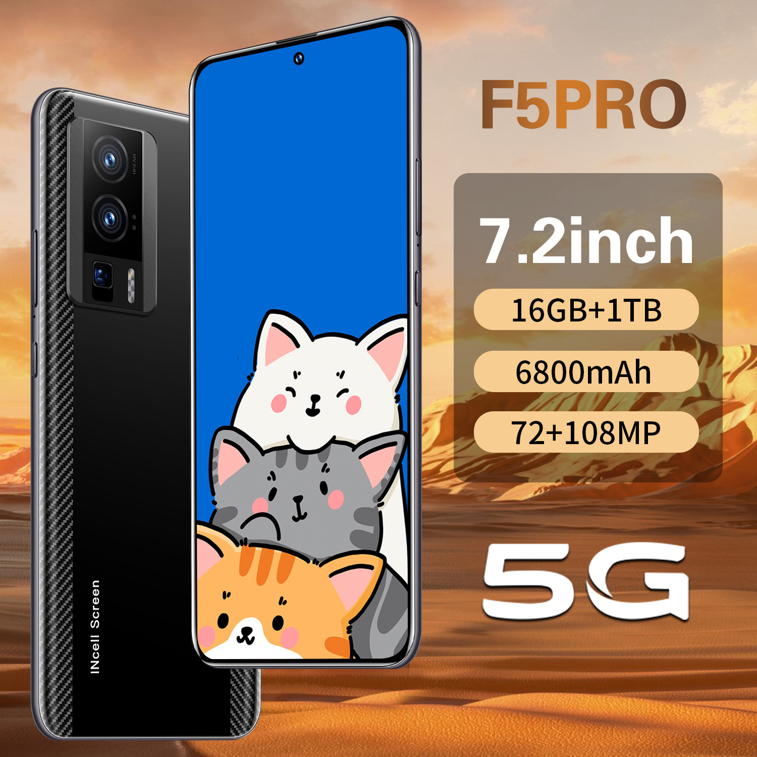 new crossborder mobile f5 pro 4g 7 2 inch 16 1t foreign trade android smart phone