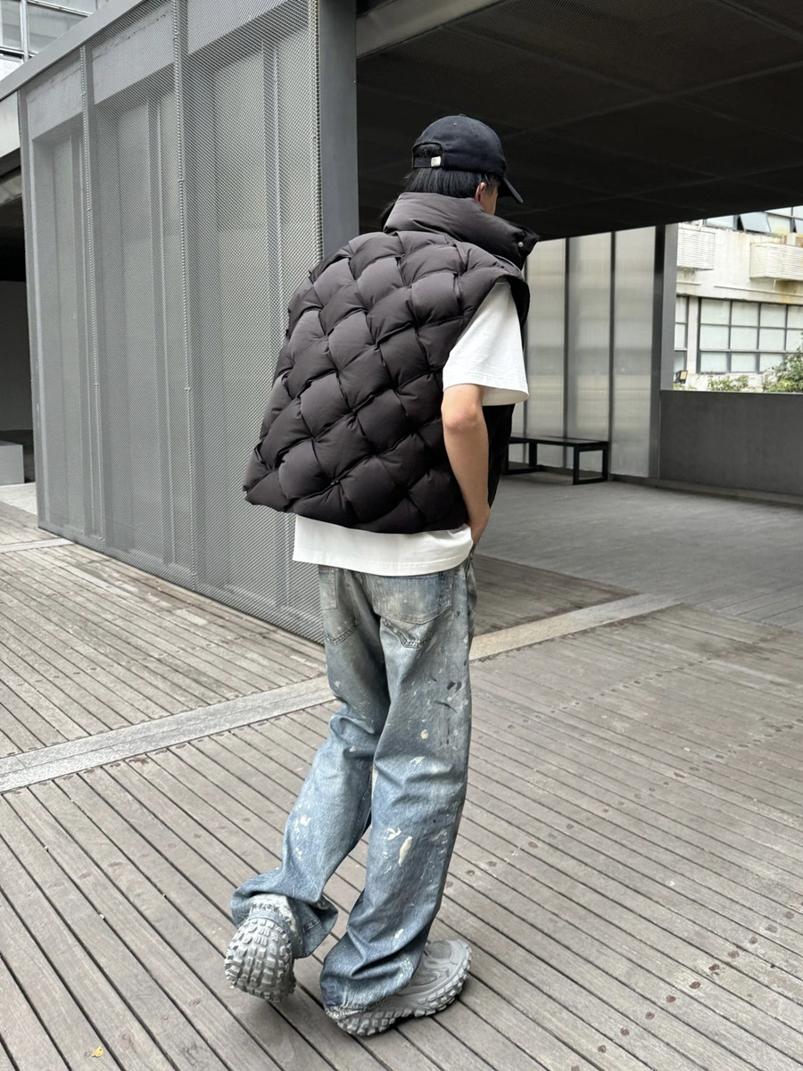 Original Ac Casual Lloose Pants Blue Splashed Ink Distressed Digital Printed Jeans Workwear Pants