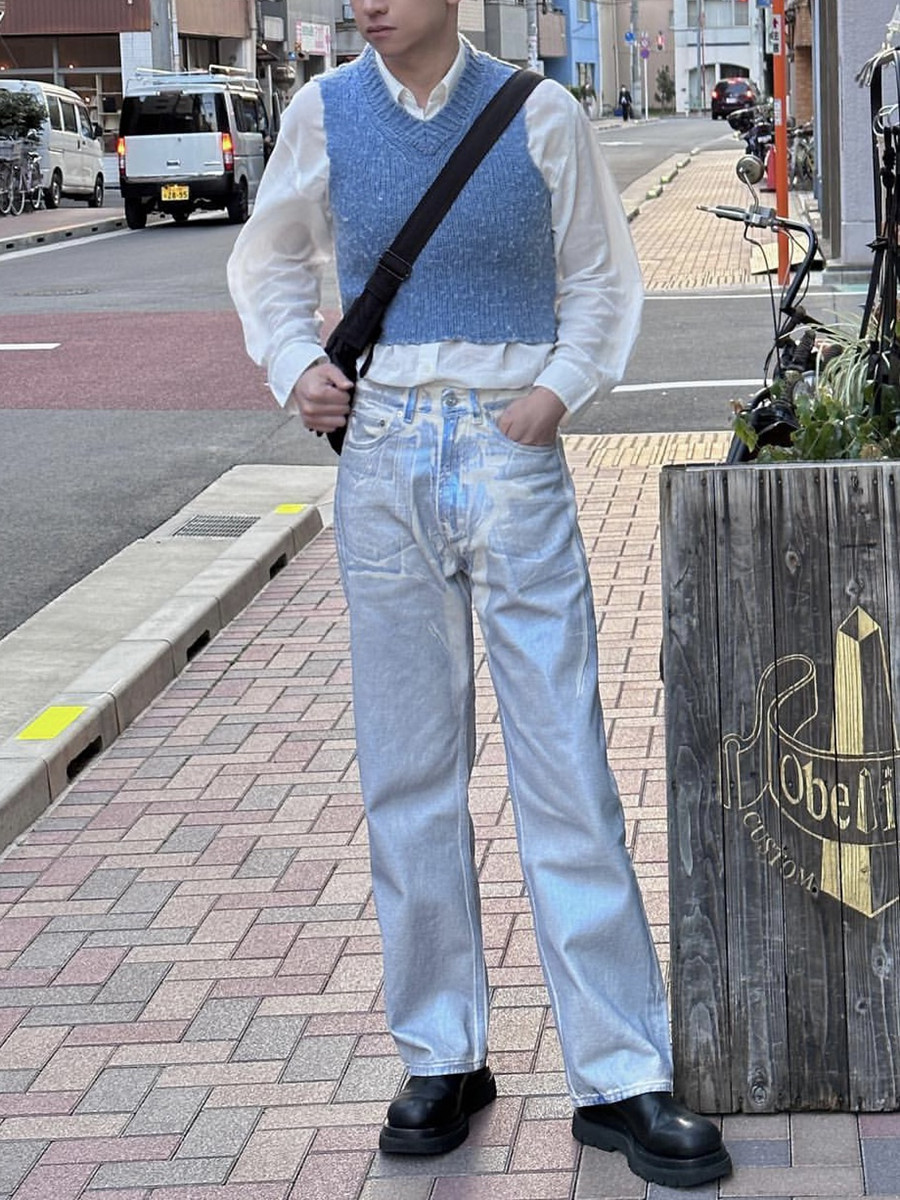 Original Our Legacy Casual Loose Pants Blue Printed Jeans Workwear Pants Denim Casual Loose Fit Straight Leg Washed Pants