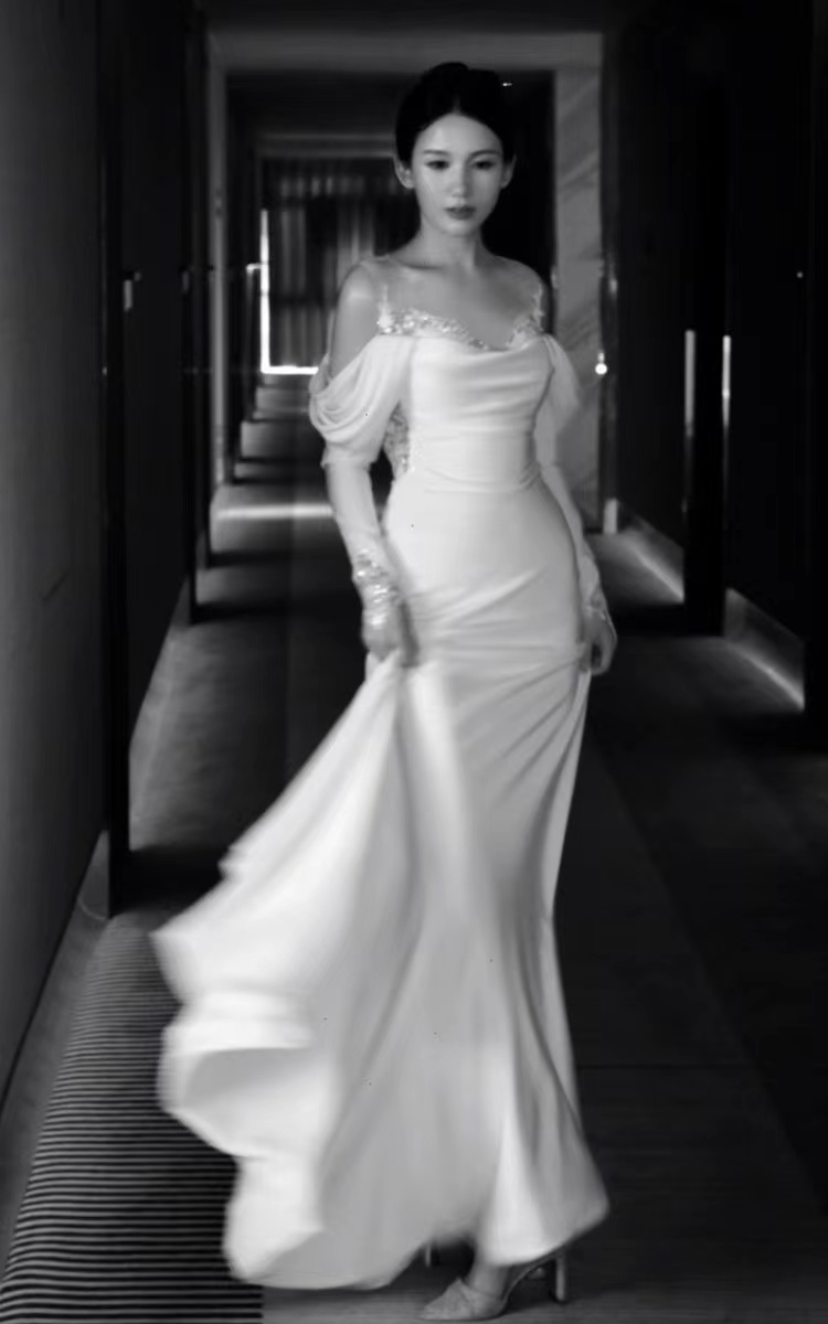 elegant lace satin Dresses Mermaid Long Sleeve High Neck 3D Floral Lace Plus Size Arabic Bridal Gowns Fishtail Vestidos de novia Princess Boho Wedding