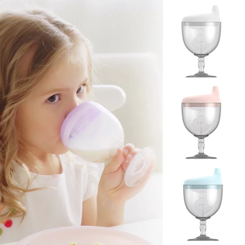 150ml Baby Infant Learning Drinking Bottles Creative Wine Glass Shaped Kids Toldder Nursing Bottle Feeding Goblet Duckbill Cup 240130