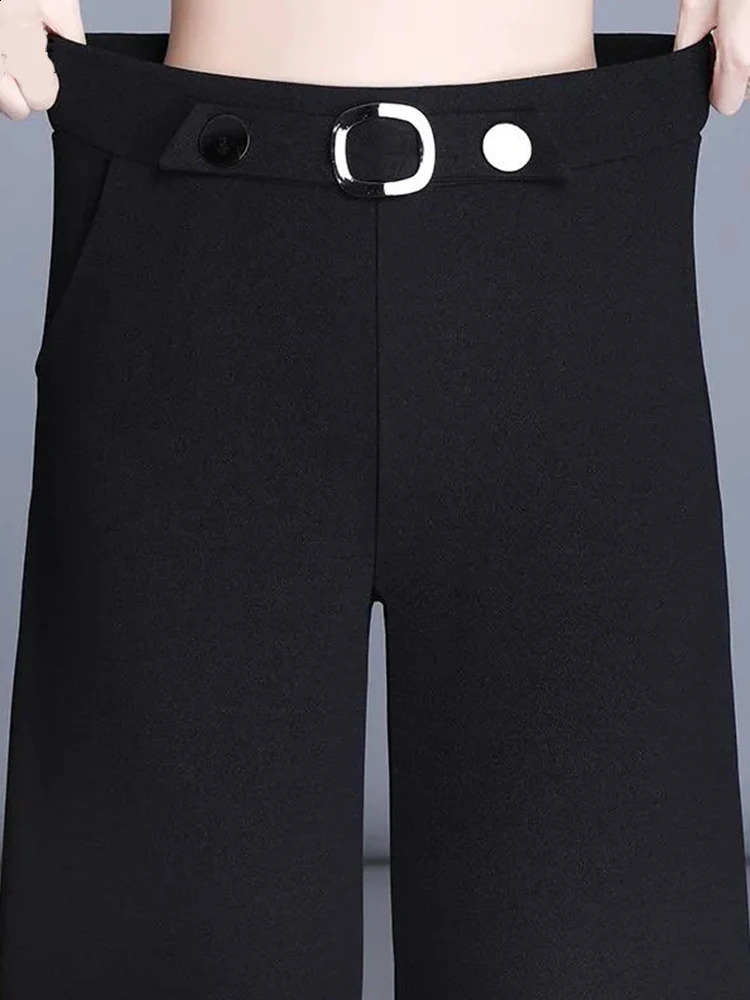 Oversize 4xl Plaid Office Straight Pants Korean Fashion Women Formal Wide Leg Pantalones Casual OL High Waist Trousers 240202