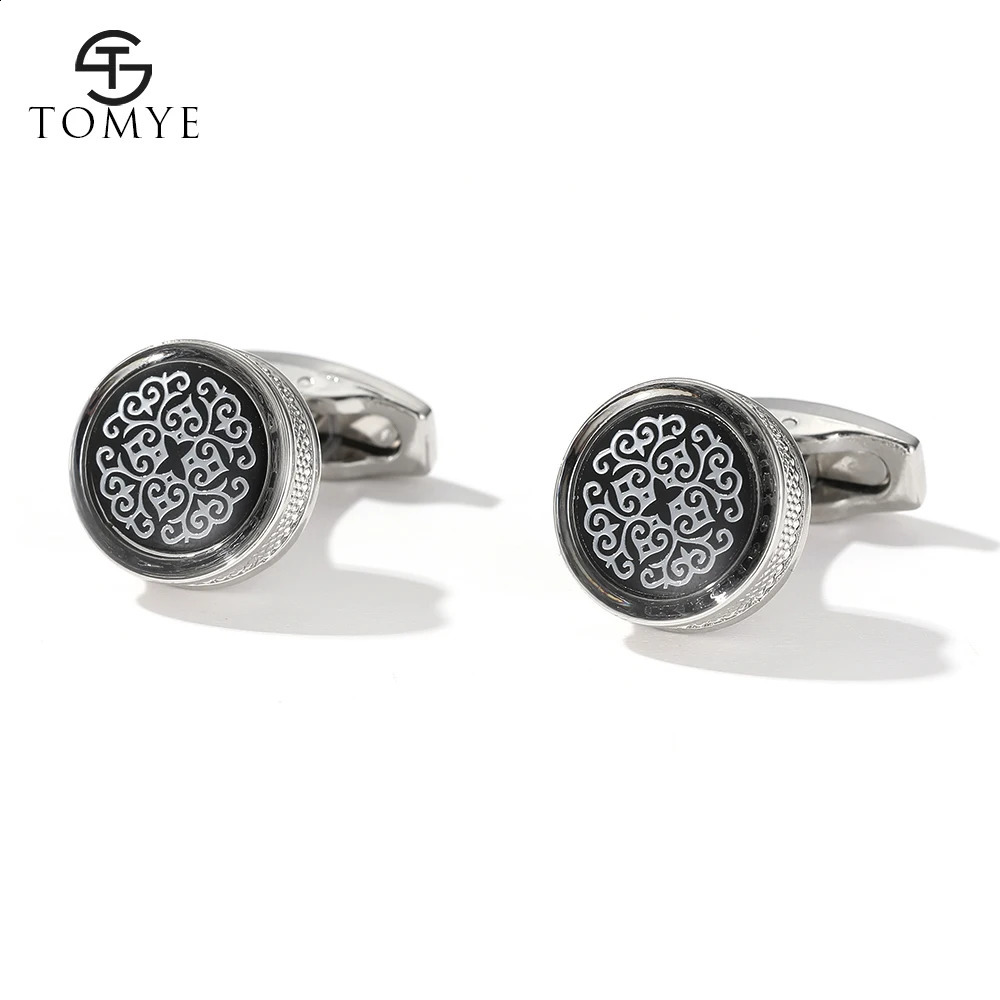 Cufflinks for Men TOMYE XK20S078 High Quality Round Fashion Pattern Buttons Wedding Gifts Casual Business Dress Shirt Cuff Links 240124