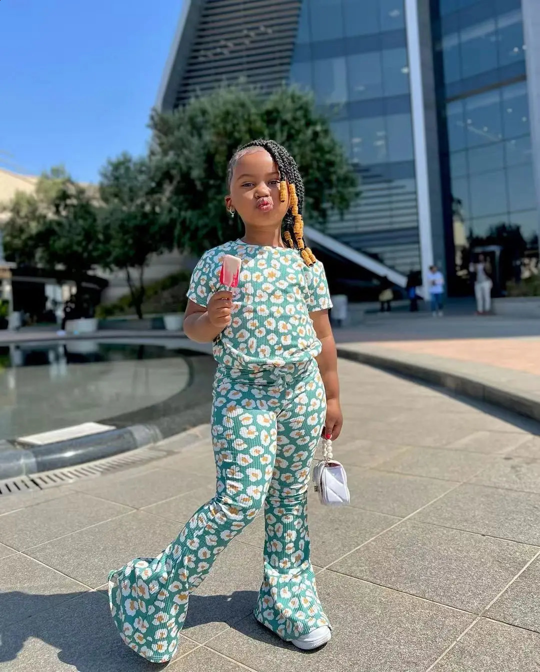 Summer Girls Clothes Sets Kids Sport Clothing For Baby Girl Flare Pants Short Sleeved Children 2 3 4 5 6 7 8 Years 240131