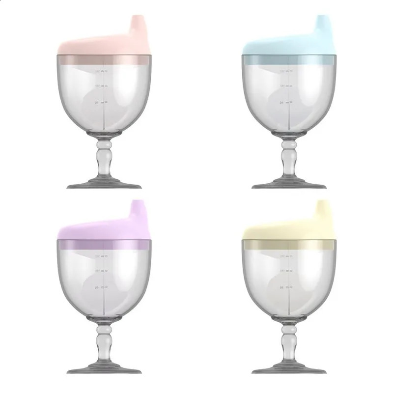 150ml Baby Infant Learning Drinking Bottles Creative Wine Glass Shaped Kids Toldder Nursing Bottle Feeding Goblet Duckbill Cup 240130