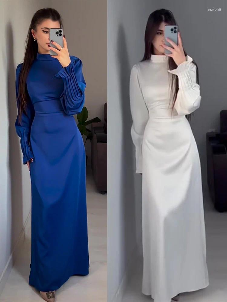Ethnic Clothing Spring Eid Muslim Dress Women Abaya Slim Fit Petal Sleeve Satin Morocco Party Dresses Ramadan Islam Dubai Arab Long Robe B4