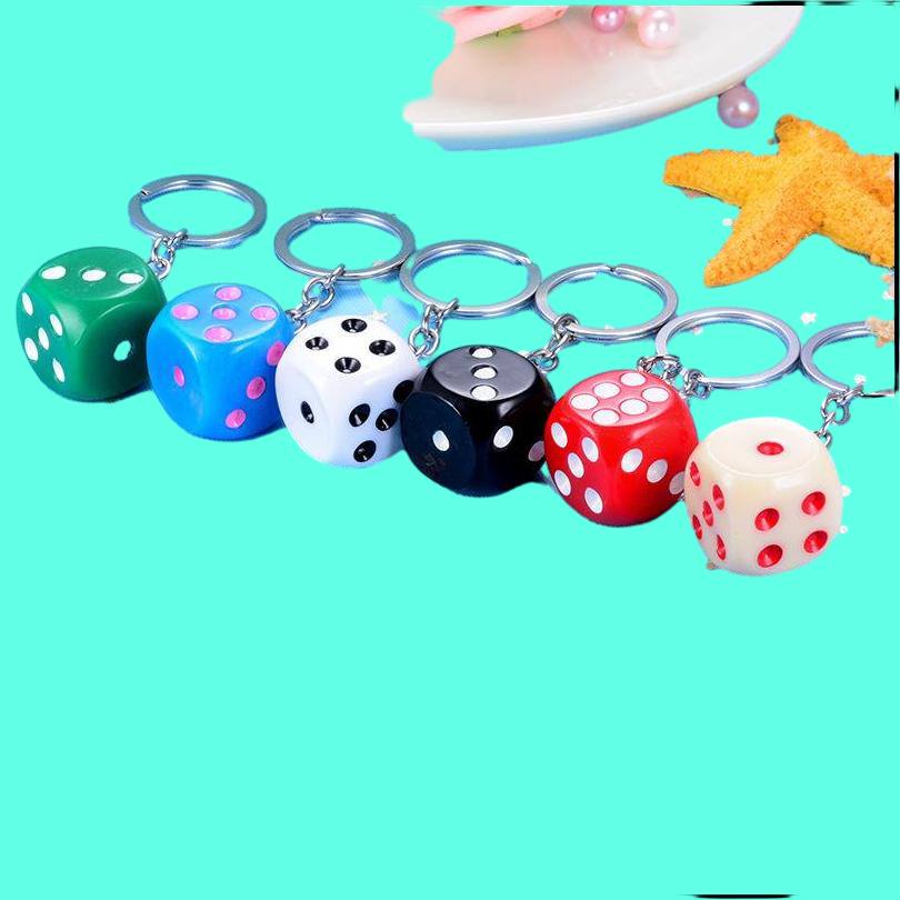 Keychains Cute Colorf Dice Key Chains Rings Resin Keychain Keyfob For Men Women Car Handbags Wallet Accessories Creative Keychains