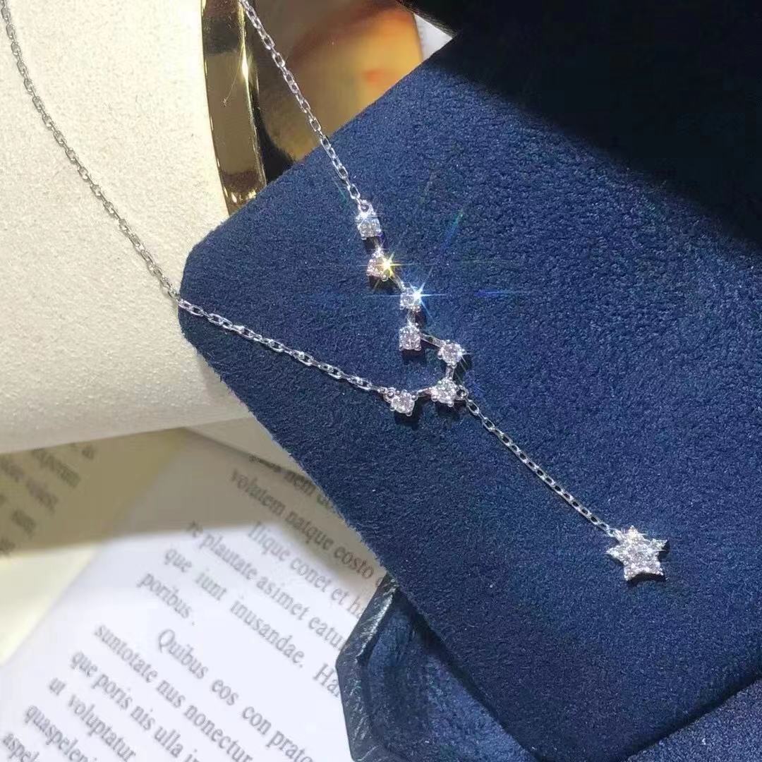 2024 Brand Star Pendant Simple Fashion Jewelry 925 Sterling Silver Pave White Sapphire CZ Diamond Gemstones Party Women Wedding Clavicle Necklace Gift