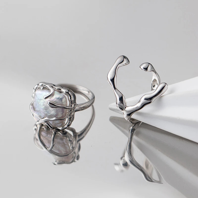 Modian Irregular Water Drop Square Ring 925 Sterling Silver Fashion Adjustable Size 6-8 Finger Rings For Women Fine Jewelry 240125