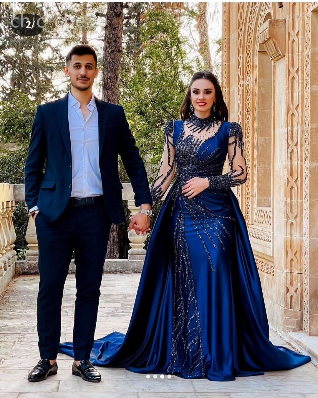 2024 Aso Ebi Navy Blue Mermaid Prom Dress Sequined Lace Satin Beaded Evening Formal Party Second Reception Birthday Engagement Gowns Dresses Robe De S