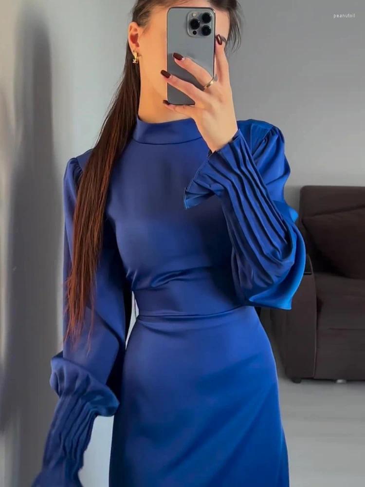 Ethnic Clothing Spring Eid Muslim Dress Women Abaya Slim Fit Petal Sleeve Satin Morocco Party Dresses Ramadan Islam Dubai Arab Long Robe B4