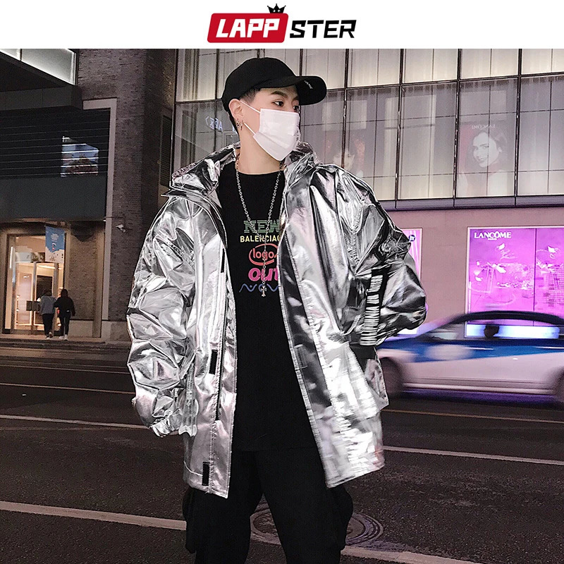 LAPPSTER Men Streetwear Reflective Bomber Jacket Mens Hip Hop PU Jacket Windbreaker Fashion INS Varsity Jacket Coats 240126