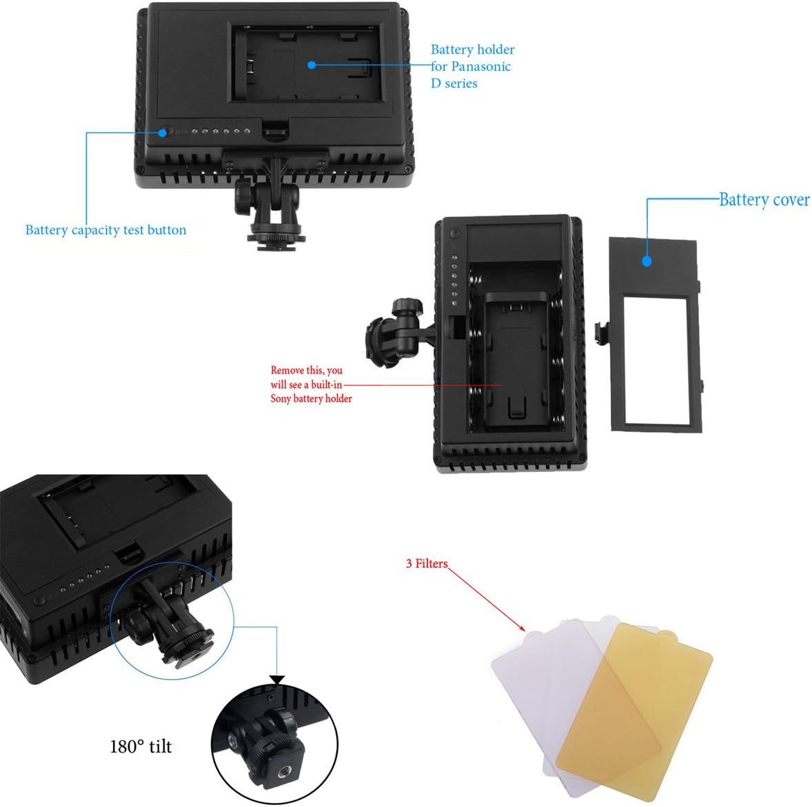 LD-160 Ultra High Power Dimmable 160 LED Bulb Video Light LED Fill Light 5600K 16 Level Dimming Photography Lamp for Canon Nikon Sony DSLR Camera