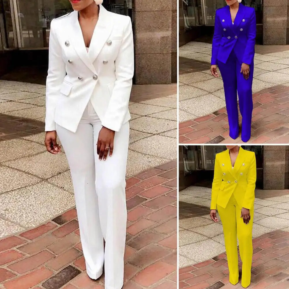 2PcsSet Blazer Trousers Suit Fashionable Warm High Waist for Holiday Jacket Pants Set Office 240127