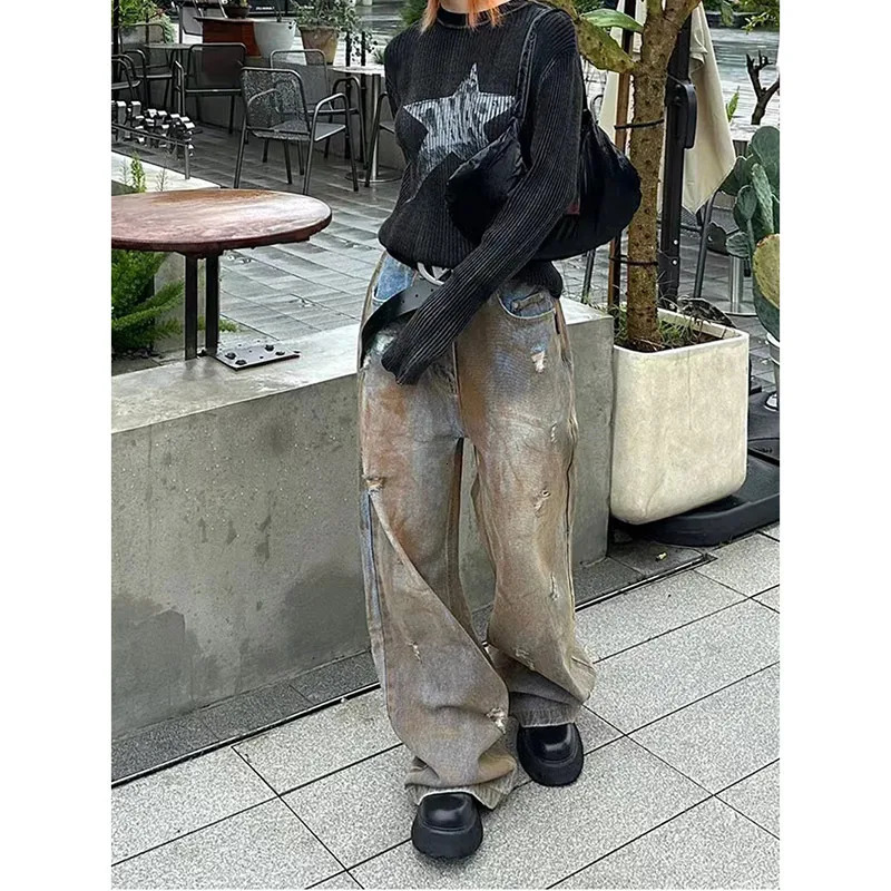 Y2K Wide Leg Baggy Female Pants Harajuku Vintage High Waist Loose Jeans 2024 Spring Women's Casual Street Style Denim Trouser 240129