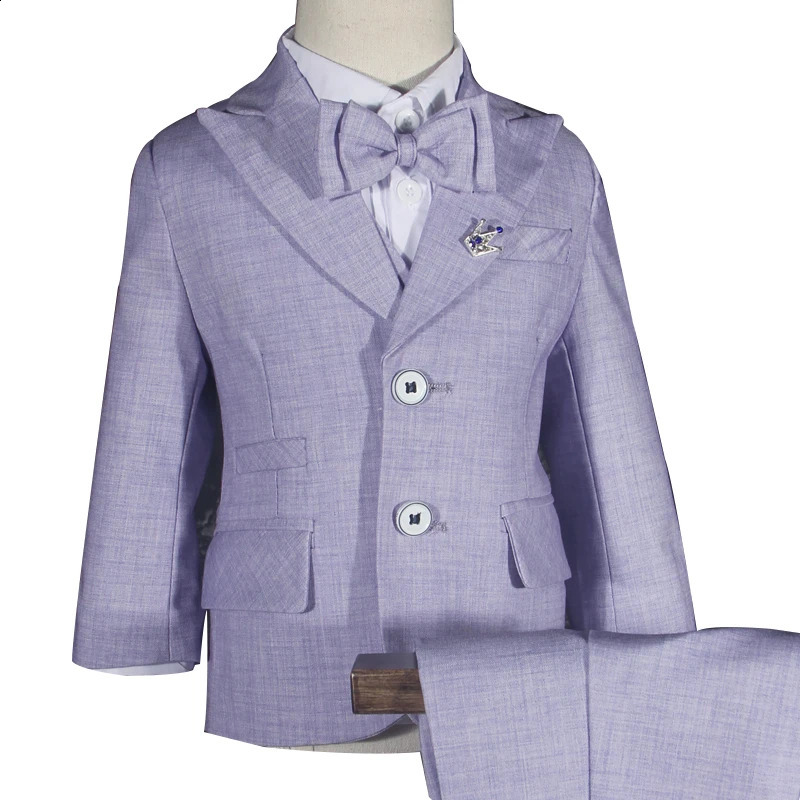 Boys' Performance Baby First Year Party Wedding Suit Set Autumn Winter British Child Blazer Pants Vest Clothes Kids Formal Dress 240119