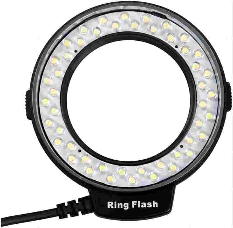 48 Pieces Macro LED Ring Flash Light Dimming Photography Lamp with LCD Screen Display for Nikon Canon Pentax Olympus Panasonic DSLR Camera