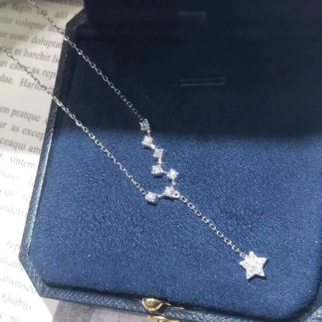 2024 Brand Star Pendant Simple Fashion Jewelry 925 Sterling Silver Pave White Sapphire CZ Diamond Gemstones Party Women Wedding Clavicle Necklace Gift