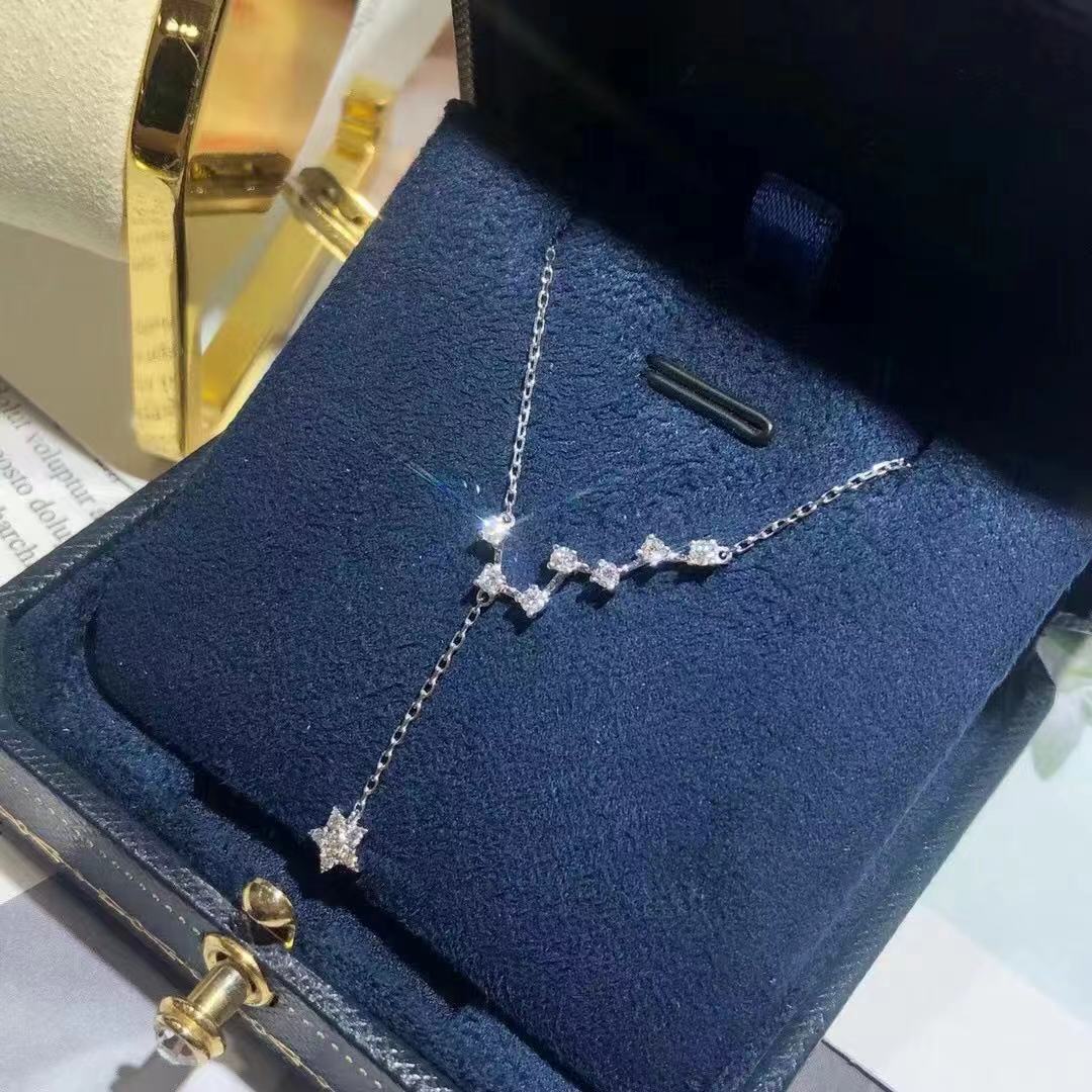 2024 Brand Star Pendant Simple Fashion Jewelry 925 Sterling Silver Pave White Sapphire CZ Diamond Gemstones Party Women Wedding Clavicle Necklace Gift