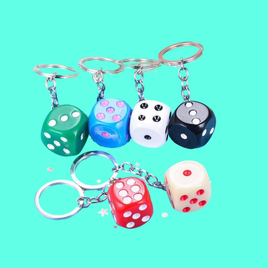 Keychains Cute Colorf Dice Key Chains Rings Resin Keychain Keyfob For Men Women Car Handbags Wallet Accessories Creative Keychains