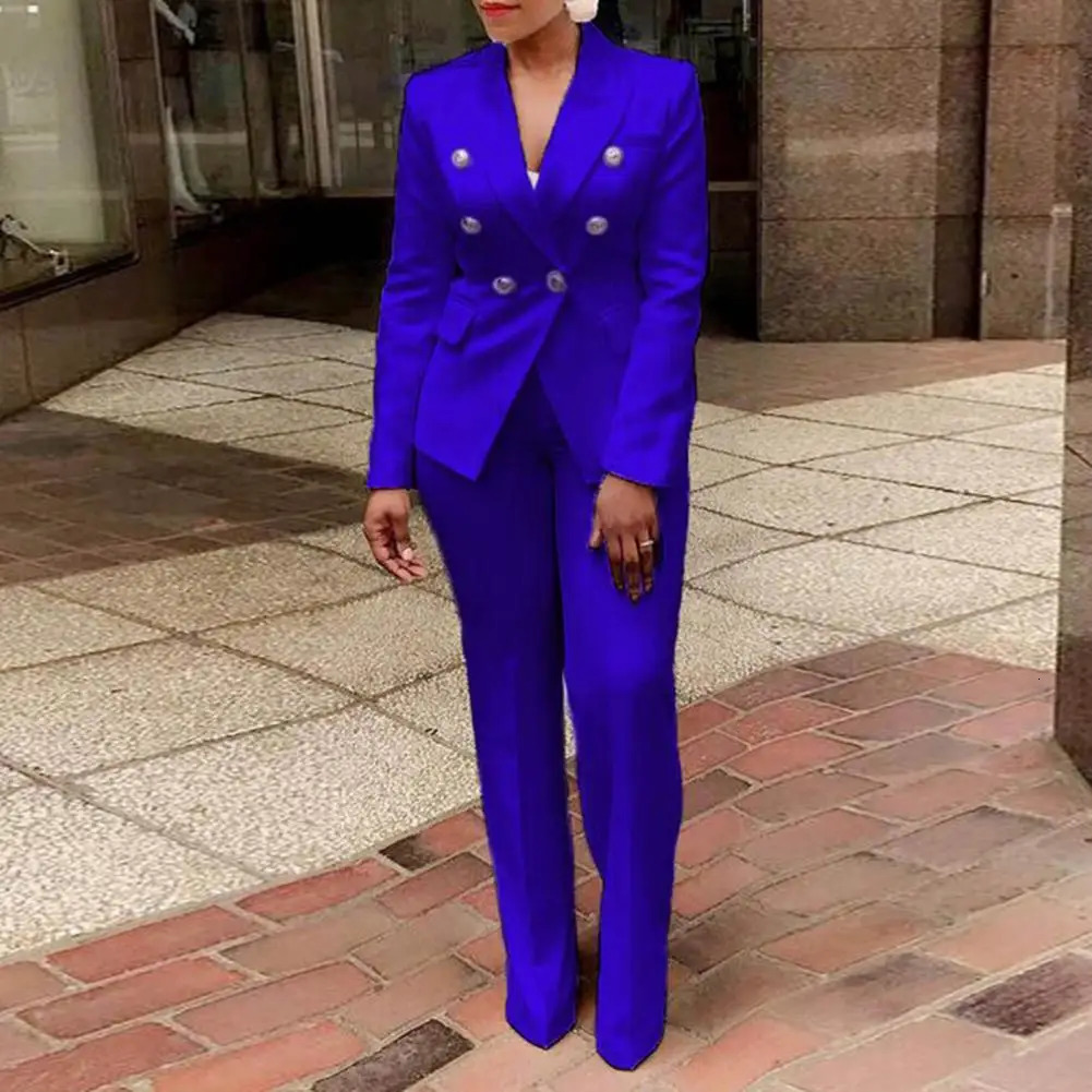 2PcsSet Blazer Trousers Suit Fashionable Warm High Waist for Holiday Jacket Pants Set Office 240127