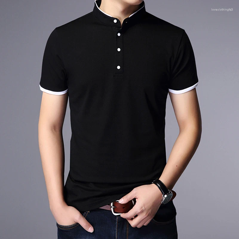 Men's Polos Business Casual Polo Short Sleeve T-Shirt Summer Comfortable And Breathable Solid Cotton Top