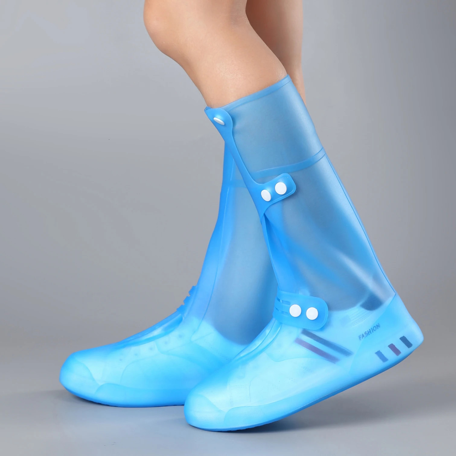 Tall visitor overshoes high tube galoshes waterproof shoes cover slip resistant rain boots protector long shoe covers 240130