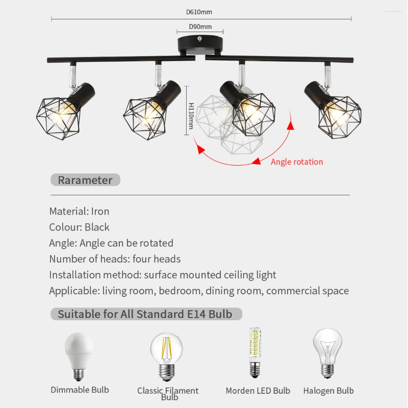 Lights Ceiling Modern LED Lamp E14 Adjustable Spotlights For Living Room Ding Table Bedroom Balcony Home Lighting Decor