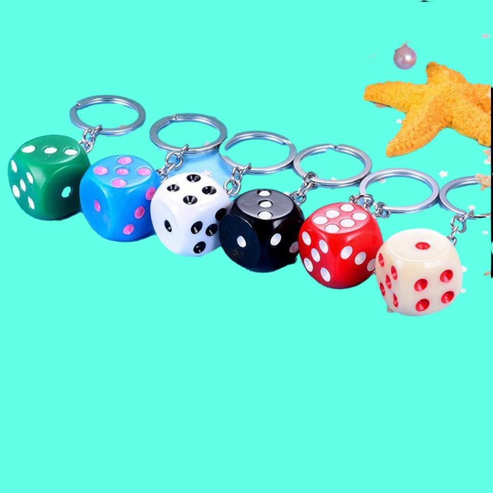 Keychains Cute Colorf Dice Key Chains Rings Resin Keychain Keyfob For Men Women Car Handbags Wallet Accessories Creative Keychains