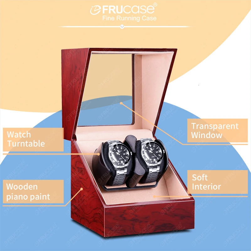 FRUCASE Double Watch Winder For Automatic Watches Watch Box USB Charging 20 with Battery Option 240129