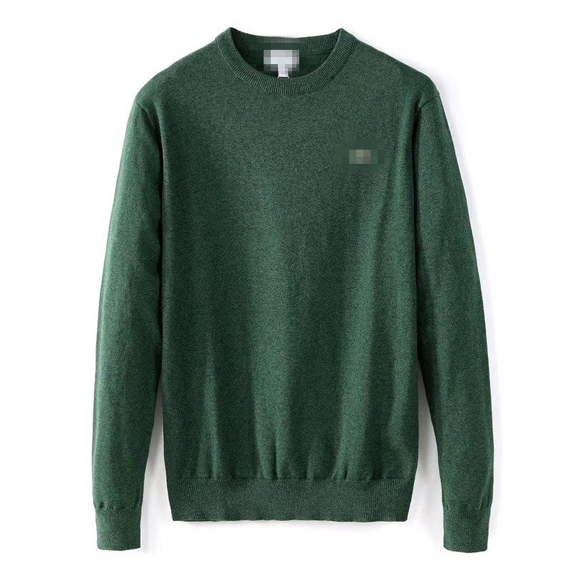 Men's typical designer brand round neck sweater, wool mixed cotton embroidered warm pullover, slim fit thick knit high-quality cotton sportswear