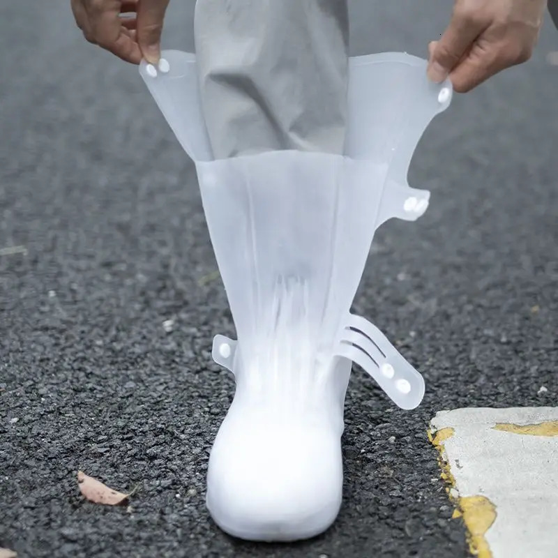 Tall visitor overshoes high tube galoshes waterproof shoes cover slip resistant rain boots protector long shoe covers 240130