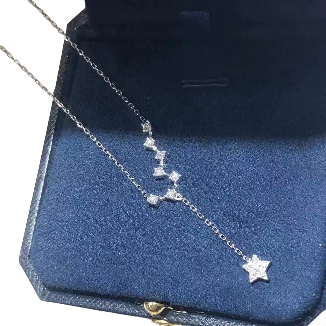 2024 Brand Star Pendant Simple Fashion Jewelry 925 Sterling Silver Pave White Sapphire CZ Diamond Gemstones Party Women Wedding Clavicle Necklace Gift