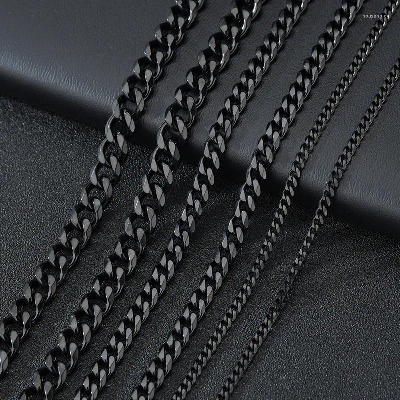 Chains Punk Stainless Steel Necklace Curb Cuban Necklaces For Men Women Black/Gold/Sier Color 3/5/7mm Link Chain Chokers Solid Metal