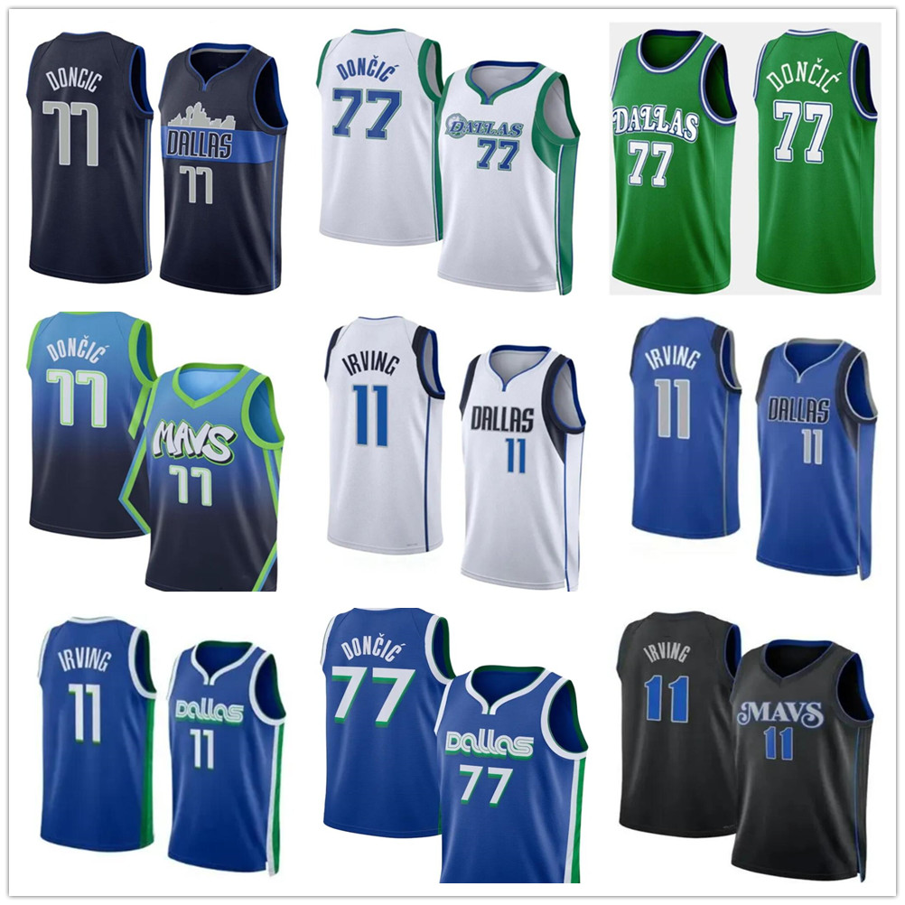 Luka Doncic Kyrie Irving Basketball Jerseys Dirk Nowitzki Maverick City 77 11 Blue Black Edition Green Jersey 2023 2024