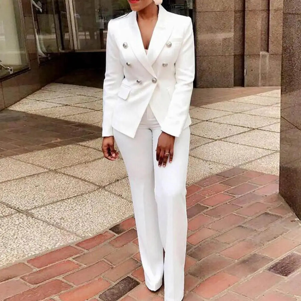 2PcsSet Blazer Trousers Suit Fashionable Warm High Waist for Holiday Jacket Pants Set Office 240127