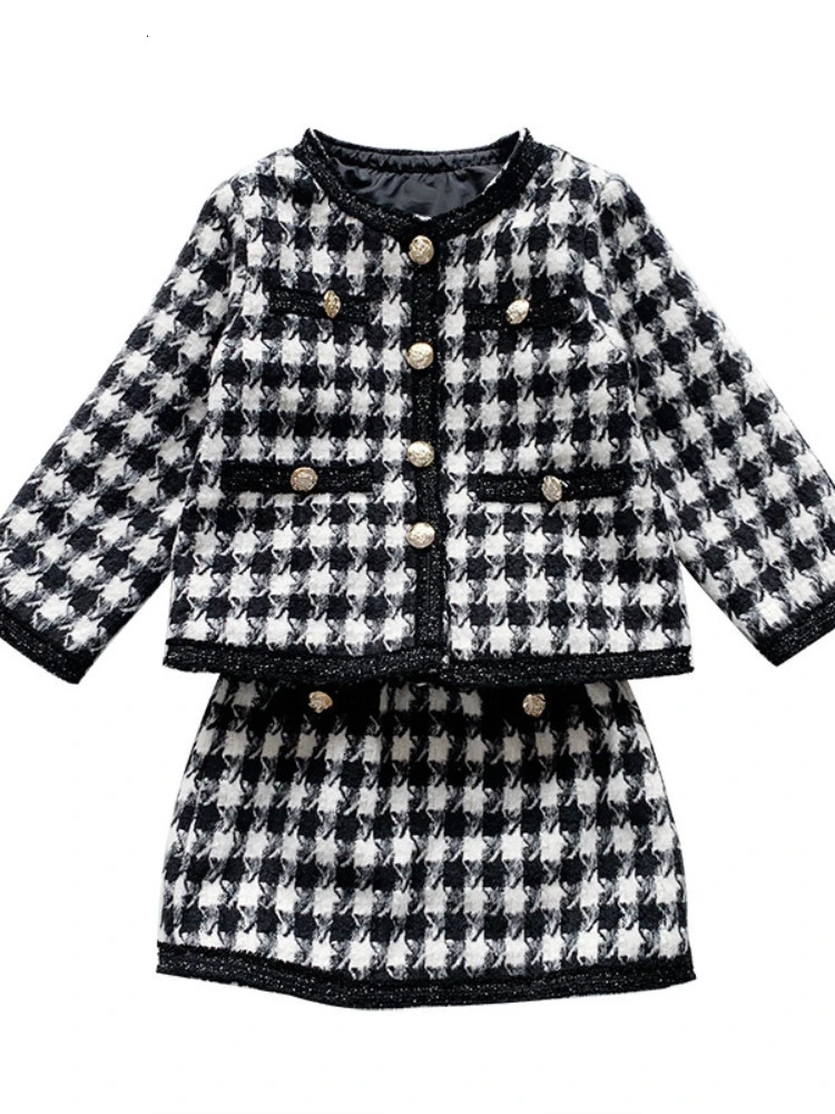 Autumn Arrival Girls Fashion 2 Pieces Suit Coatskirt Kids Sets Girls Clothes 240131