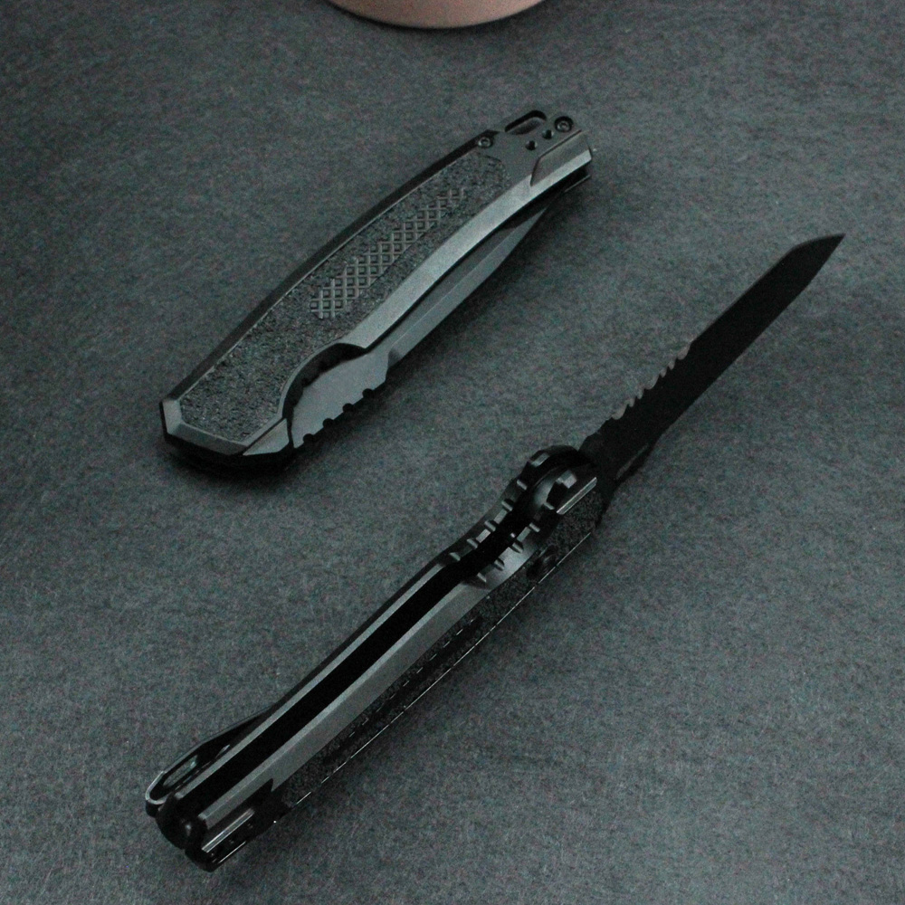 KS 7105 Launch 16 Tactical Knife CPM154 Titanium Coated Serrated Blade CNC Aviation Aluminum Handle Outdoor Camping Hiking EDC Pocket Knives with Reta